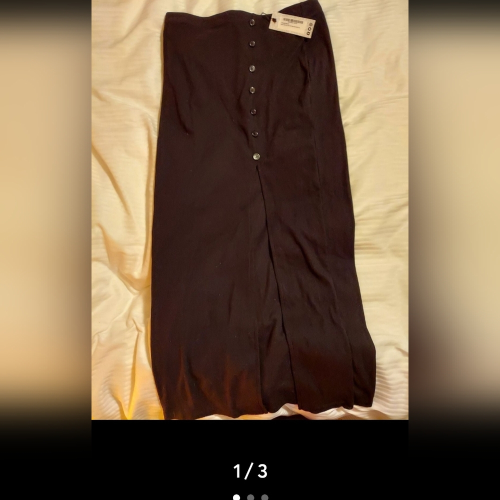 Boohoo Black Cotton Skirt